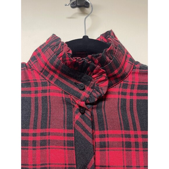 SOFT SURROUNDINGS Bennington Red Plaid Buffalo Check Button Front Dress, Sz PXS - Picture 3 of 7